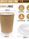 Cupsado - 50 x 8oz Cups + Lids - Ripple Wall Disposable Coffee Cups Sale price - Image 5